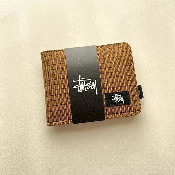 Xitu short wallet, plaid pattern, brown, no box Xitu short wallet, plaid pattern, brown, no box