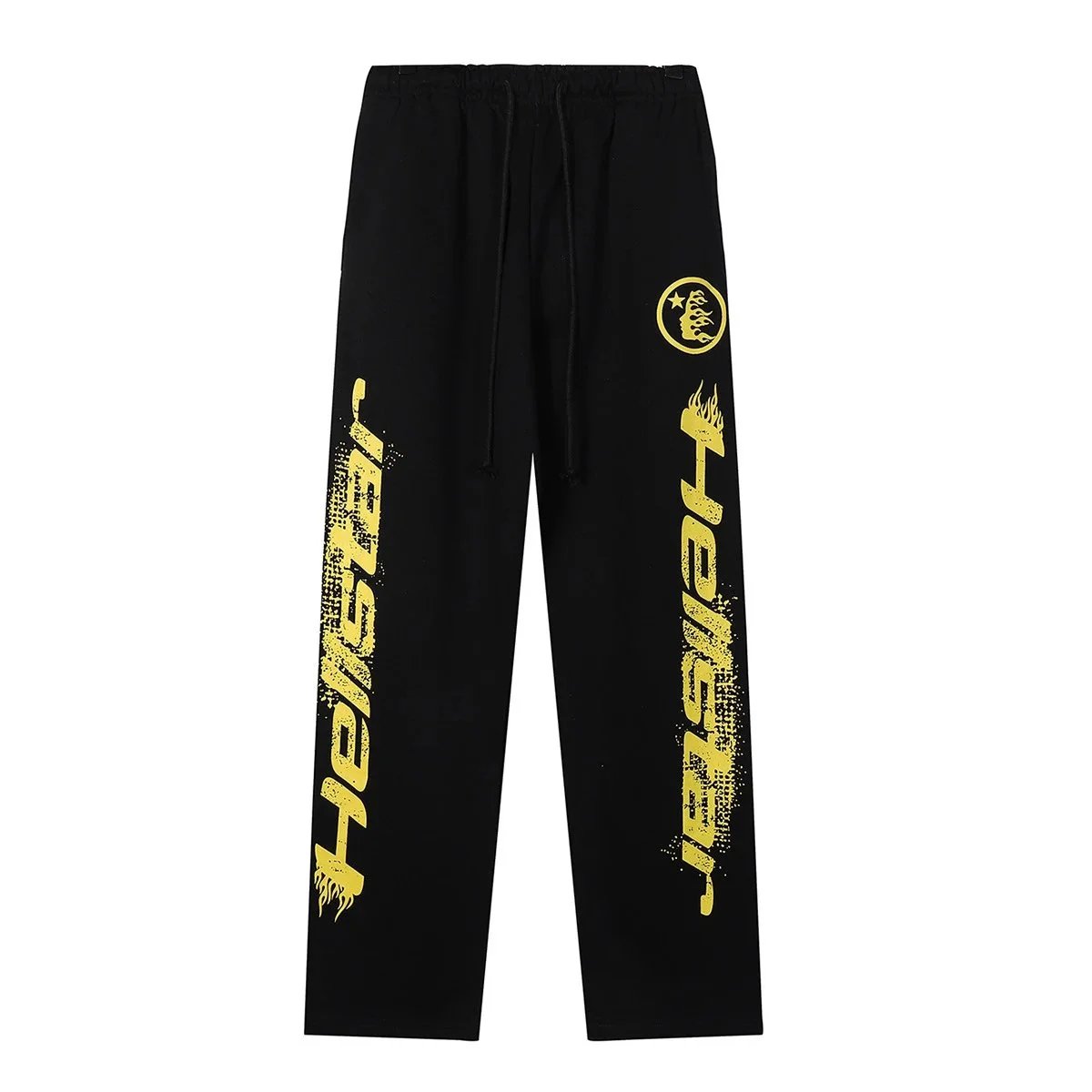 2328黑色黄印花卫裤 2328黑色黄印花卫裤