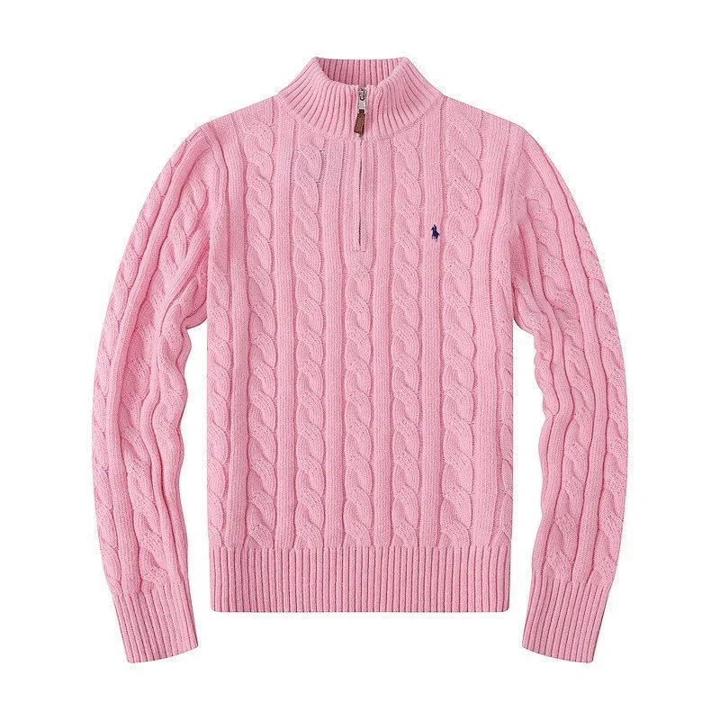 毛衣-半拉链粉色
