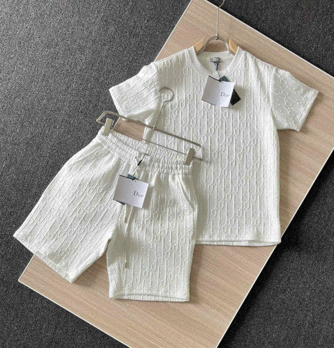 Dior Oblique Knit Matching Set Casual T-Shirt and Shorts White
