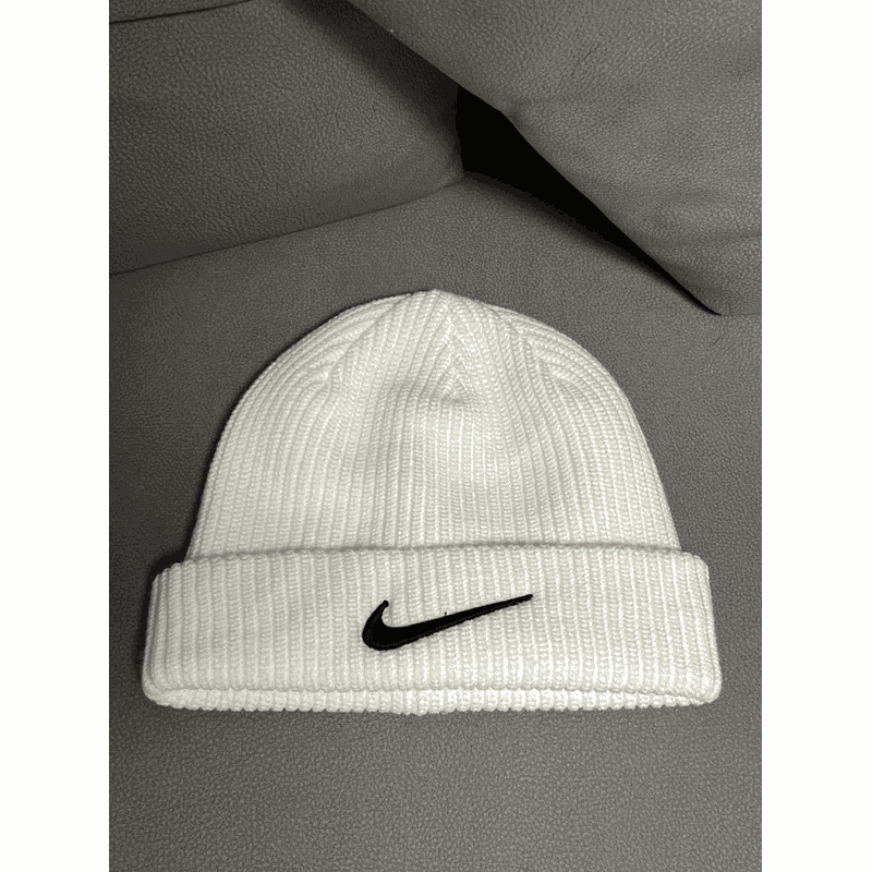 Nike Ribbed Beanie Knit Hat White