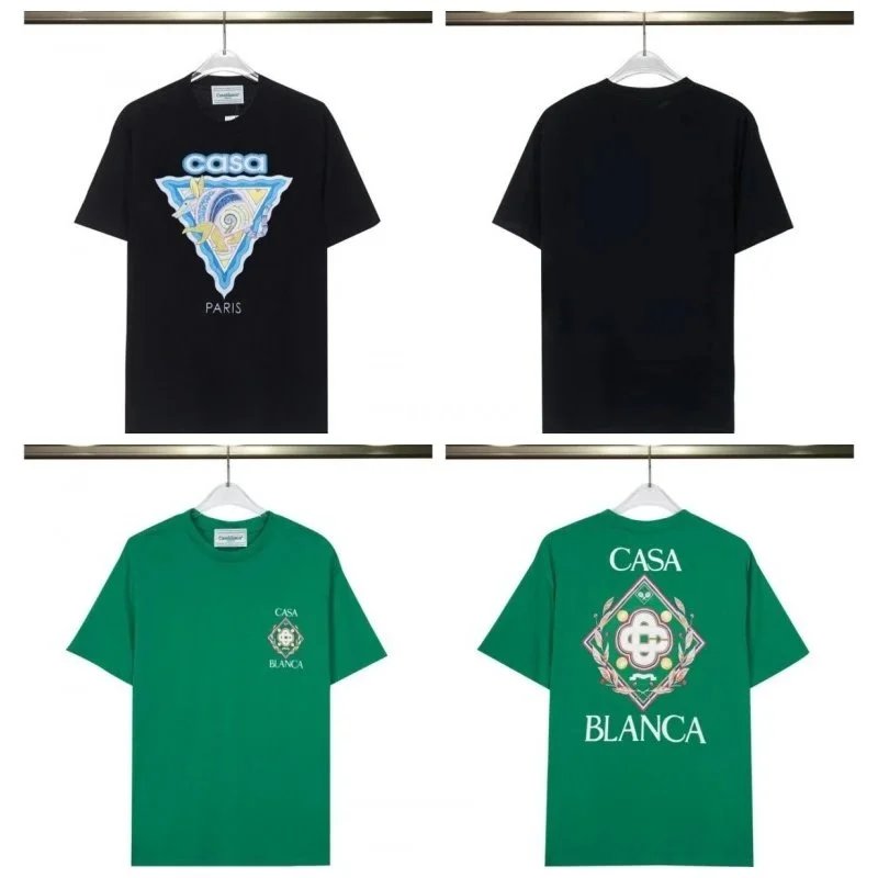 Casa Blanca Graphic Print T-Shirt Casual Cotton Tee Black and Green