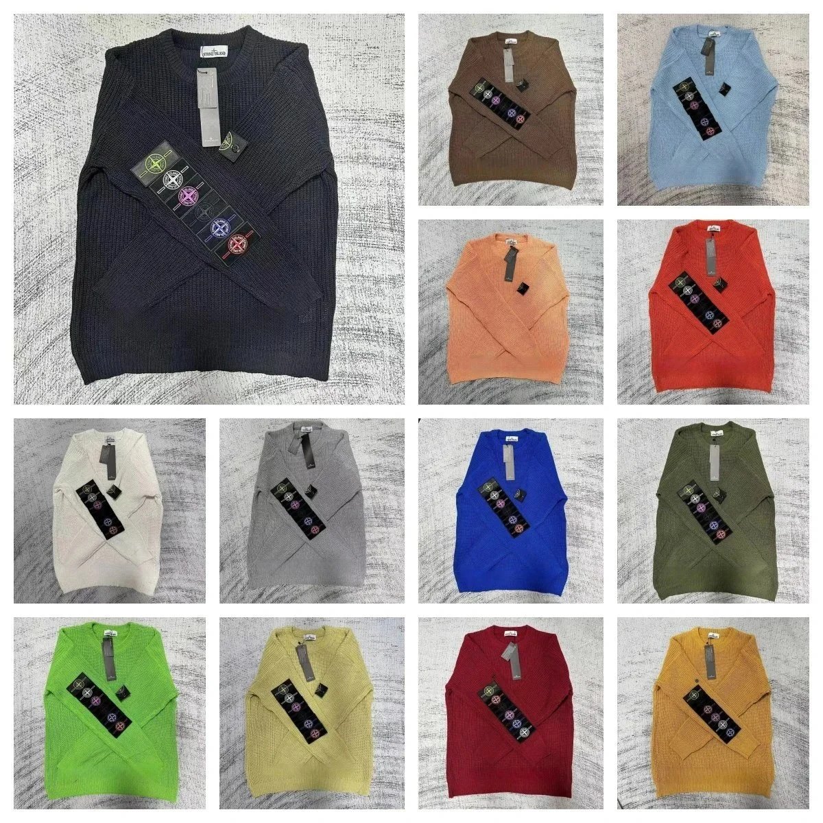 Stone Island Ribbed Crewneck Sweater Casual Knitwear Multicolor
