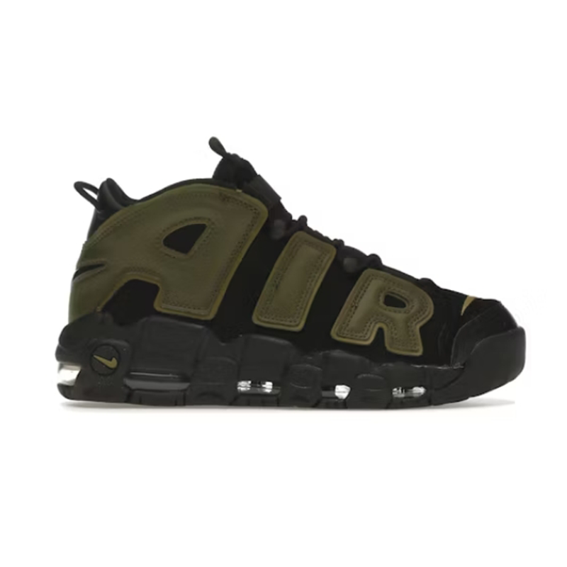 Nike Air More Uptempo Basketball Shoes Black and Olive