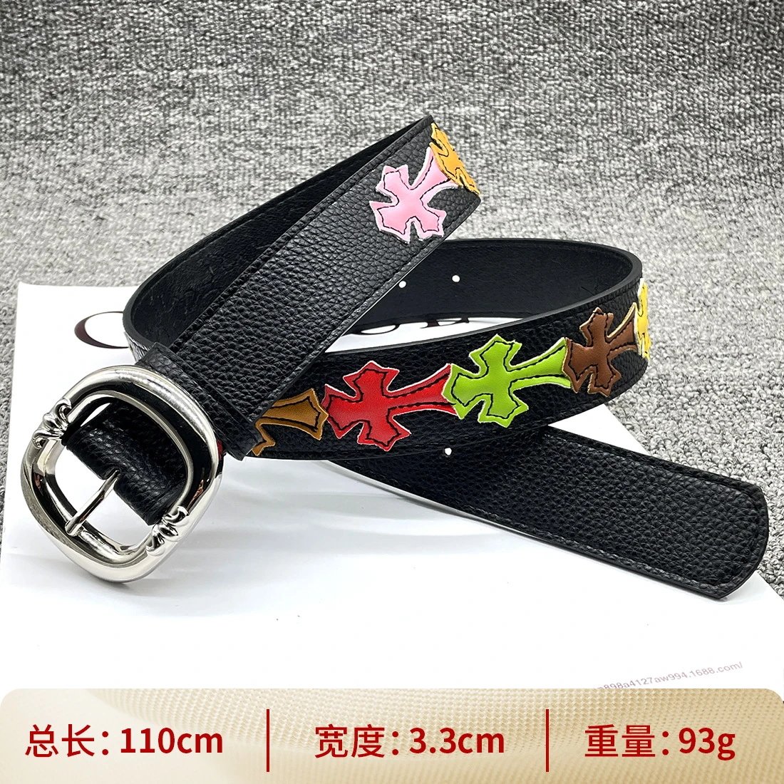 【椭圆针扣110cm】彩色十字架腰带 【椭圆针扣110cm】彩色十字架腰带