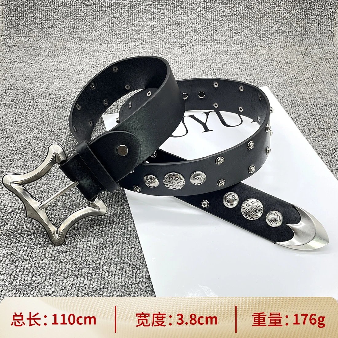 【方扣双排钉108cm】十字架腰带 【方扣双排钉108cm】十字架腰带