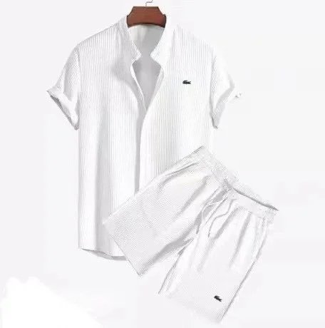 Lacoste立领短袖短裤 白 Lacoste立领短袖短裤 白