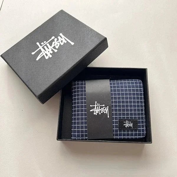 Xitu short wallet, plaid, blue, with box Xitu short wallet, plaid, blue, with box
