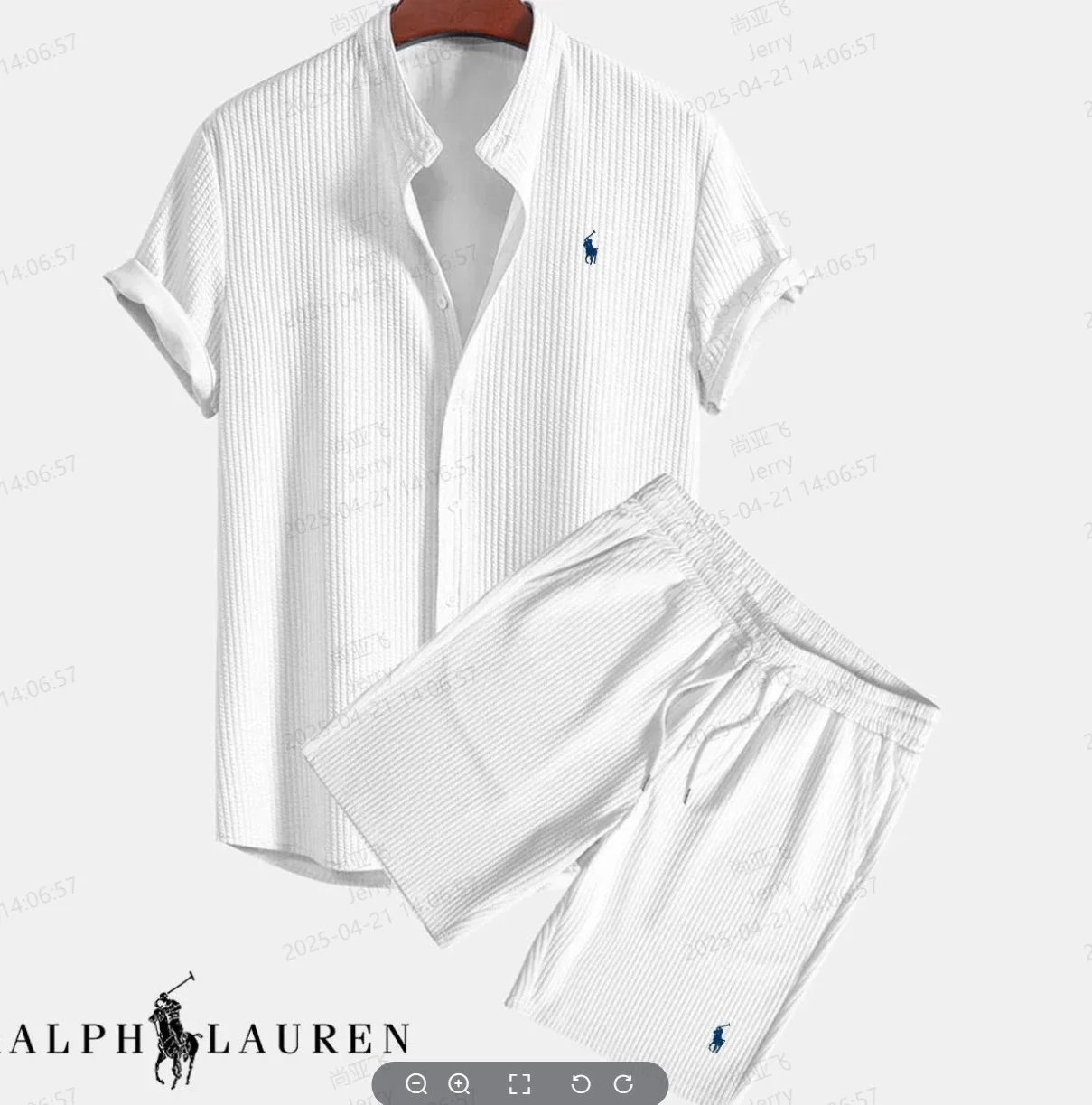 Ralph Lauren立领短袖短裤 白 Ralph Lauren立领短袖短裤 白