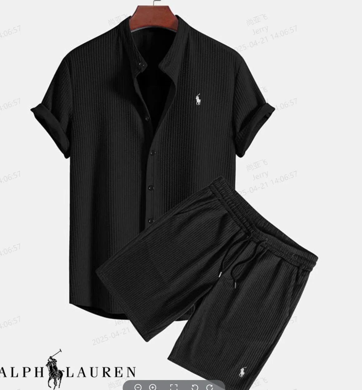 Ralph Lauren立领短袖短裤 黑 Ralph Lauren立领短袖短裤 黑
