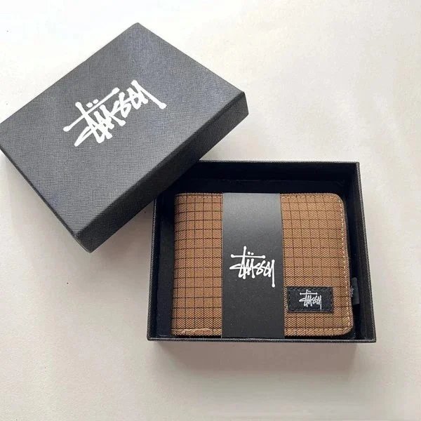 Xitu short wallet, plaid, brown, with box Xitu short wallet, plaid, brown, with box