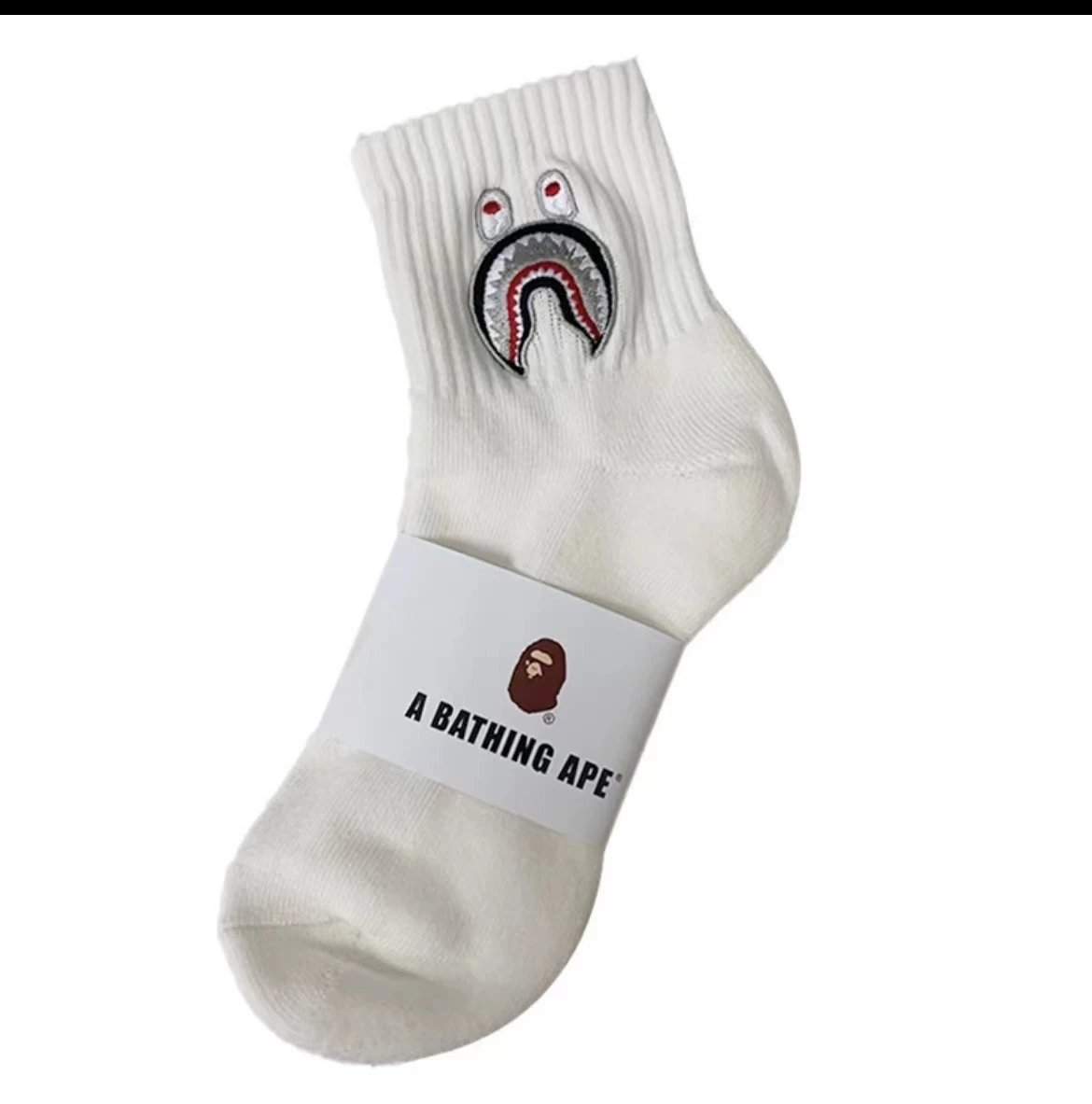 白色中筒鲨鱼刺绣 白色中筒鲨鱼刺绣
